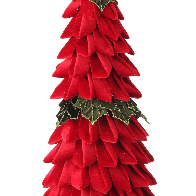 28" Velvet Holly Leaf Cone Tree