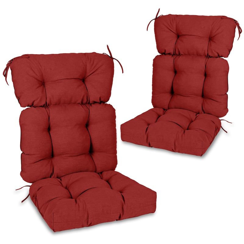 Aoodor Outdoor 45"x 22" x5" Tufted High Back Cushions Patio Replacement Chair Cushion with Ties, Set of 2 - 45" x 22" x 5" - Red