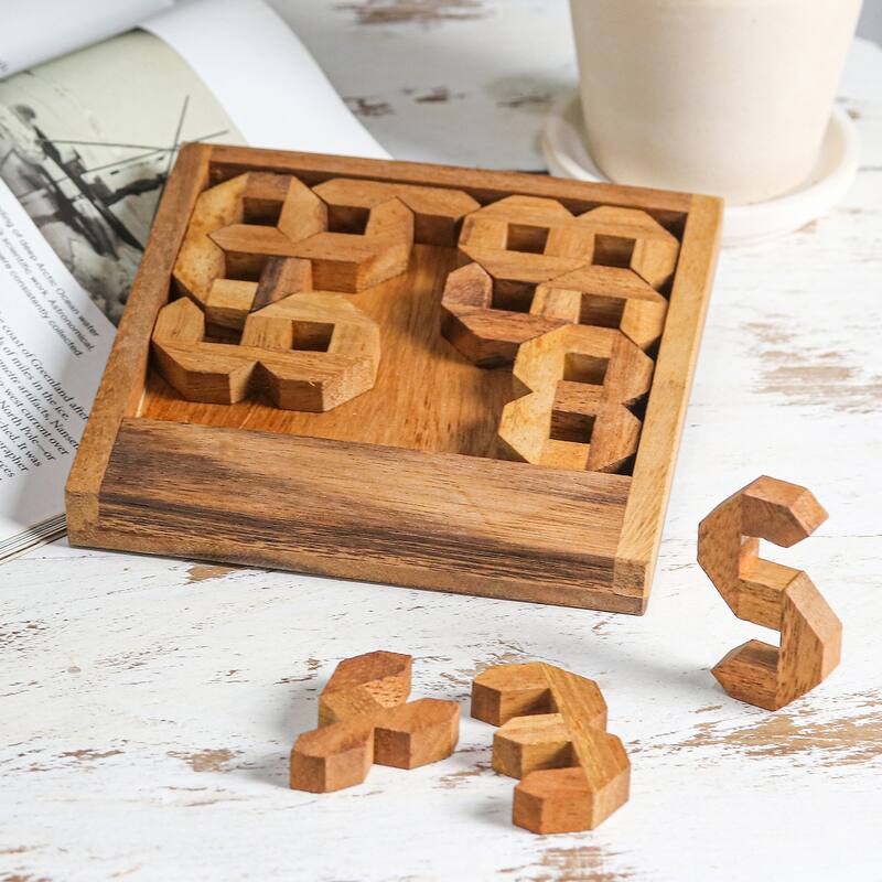 Novica Handmade Mysterious Digit Wood Puzzle
