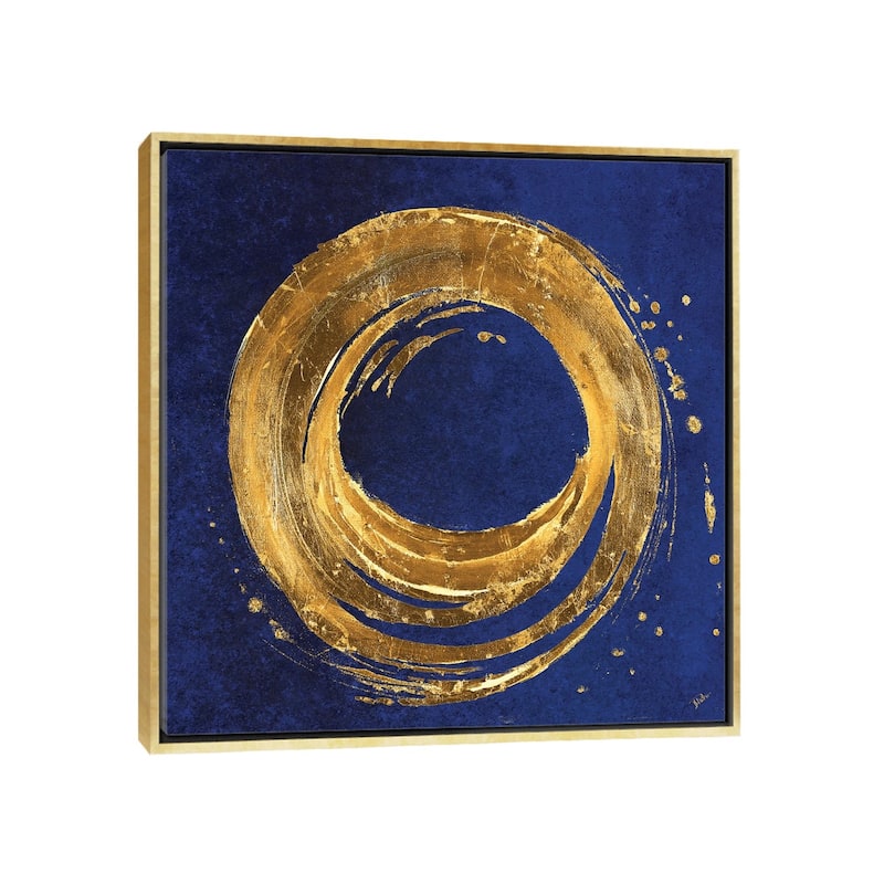 iCanvas "Gold Circle on Blue" by Patricia Pinto Framed Canvas Print - Gold - 12x12