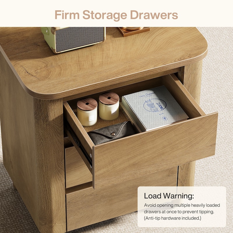 Farmhouse Nightstand with 3 Drawers