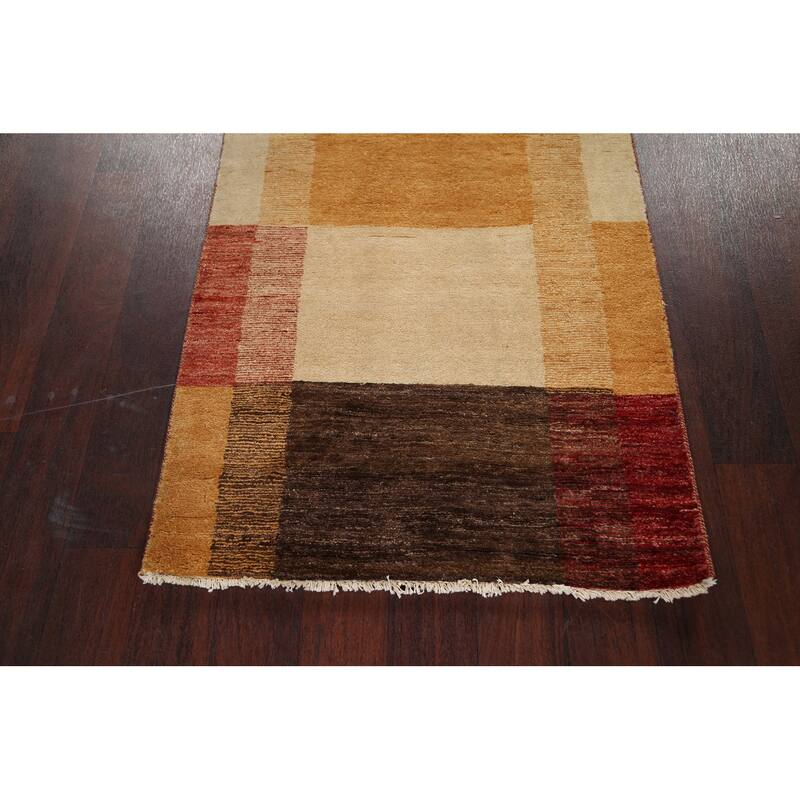 Modern Gabbeh Kashkoli Oriental Long Wool Runner Rug Hand-knotted - 2'7" x 16'2"