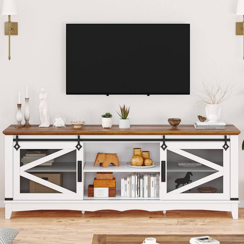 Farmhouse TV Stand 75 Inch Entertainment Center - 75 inches