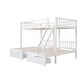 preview thumbnail 15 of 18, Modern Full Over Twin&Twin Bunk Bed,Wood Triple Bunk Bed With Drawers And Guardrails,Solid Construction