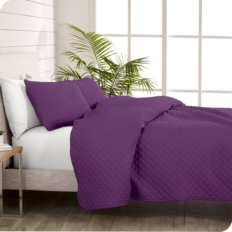 Bare Home Diamond Stitched Lightweight Microfiber Coverlet Set