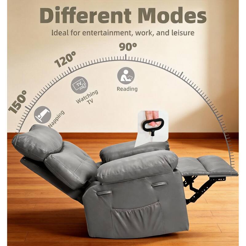 26.77"W Oversized Extra Wide Manual Recliner Chair, with Overstuffed Arms & Back Support