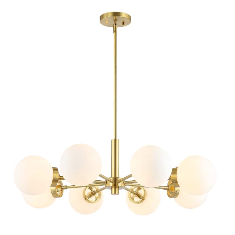 SAFAVIEH Lighting Madeleine 8 Light 32" Chandelier - 32" x 32" x 19-49"- withD/H - Gold/White