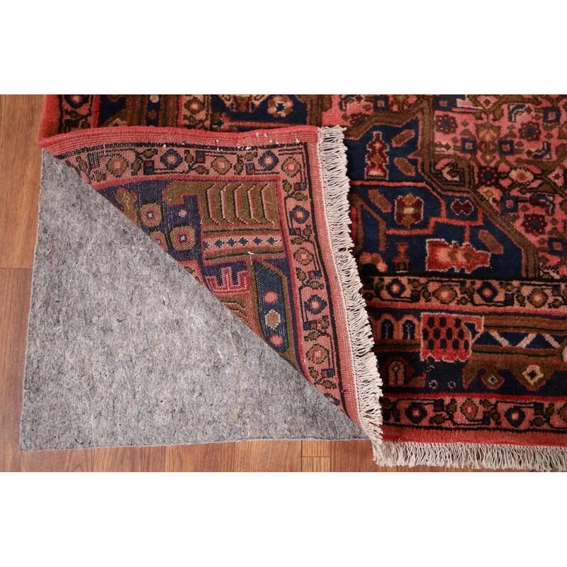 Pink Geometric Zanjan Vintage Persian Rug Hand-Knotted Wool Carpet - 4'9" x 7'7"