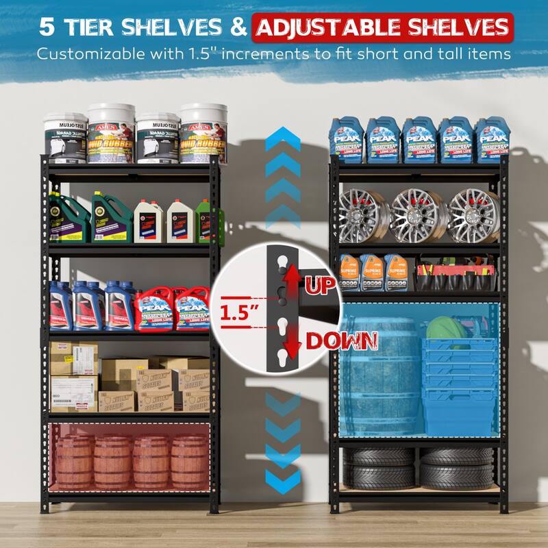 VEIKOUS Heavy-Duty Metal Storage Shelves, Adjustable Pantry Shelves for Garage, Kitchen, Warehouse - 36’’×18’’×72’’