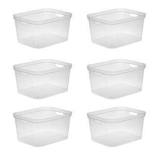 YBM Home Stackable Plastic Storage Bin with Lid, White - Bed Bath