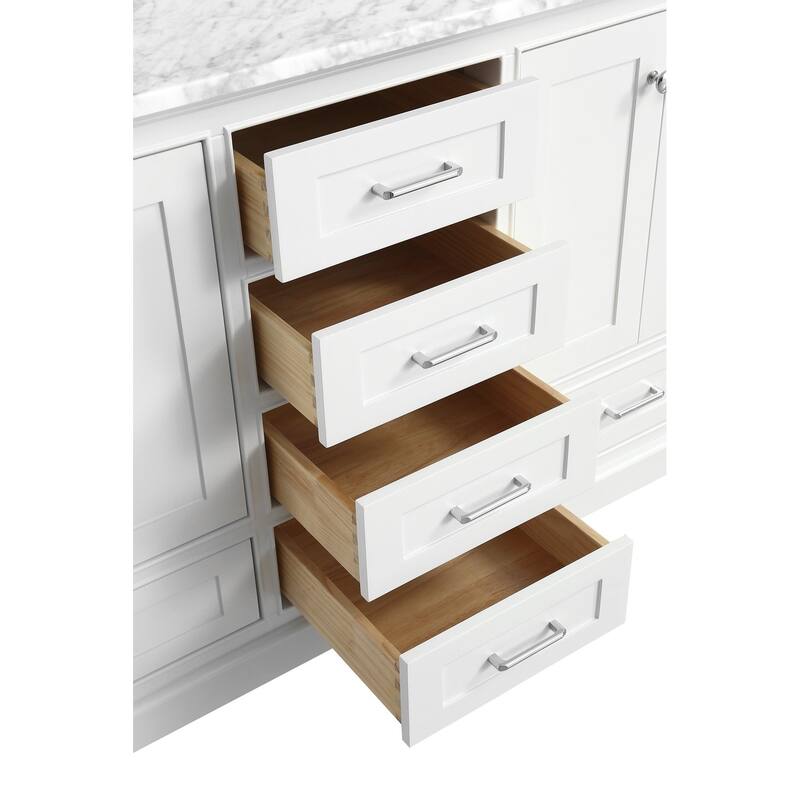 KitchenBathCollection Harper 60" Double Bathroom Vanity with Carrara Marble Top