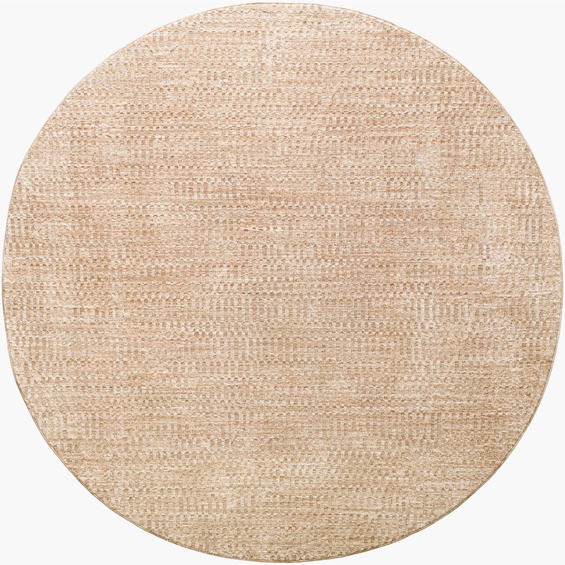 Livabliss Transitional Masterpiece Solid Area Rug - 5'3" x 5'3" Round - Beige/Tan/Medium Brown