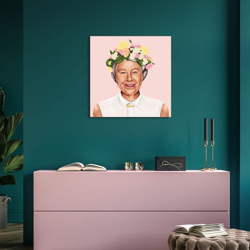 Empire Art Direct Hip Queen Elizabeth II Printed Tempered Glass Wall Art - Multi-Color