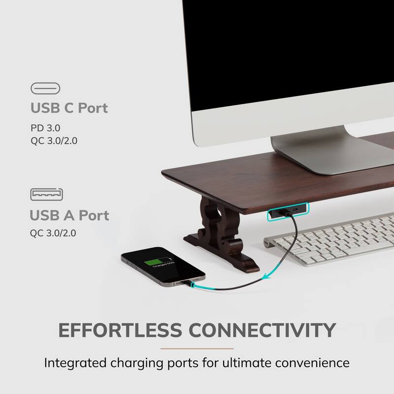 Jani Wood Monitor Stand Riser Desk - Ergonomic Design Stand, Desktop Organizer Table for Home, Office Workspace, Gaming Desk