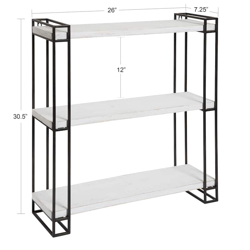 Kate and Laurel Lintz Wood and Metal Floating Wall Shelves - 26x30.5