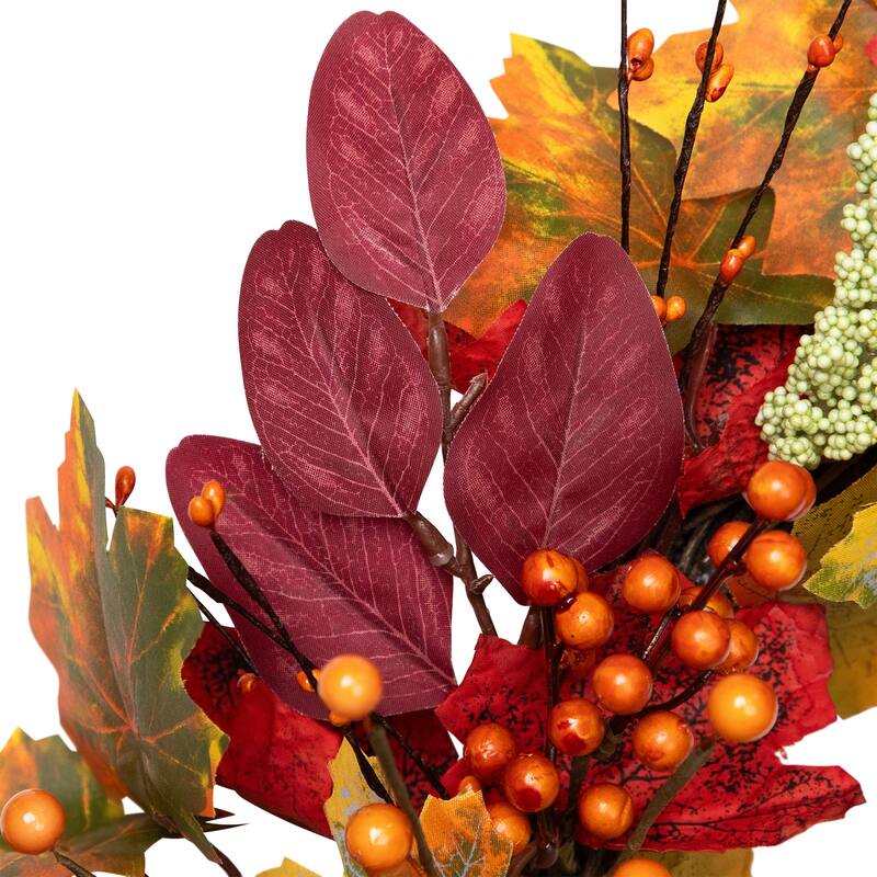 Leaves and Berries Artificial Fall Harvest Wreath - 20"