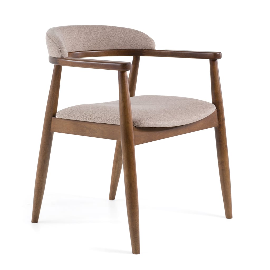 Modrest Cohen Mid-Century Modern Tan Fabric & Walnut Dining Chair