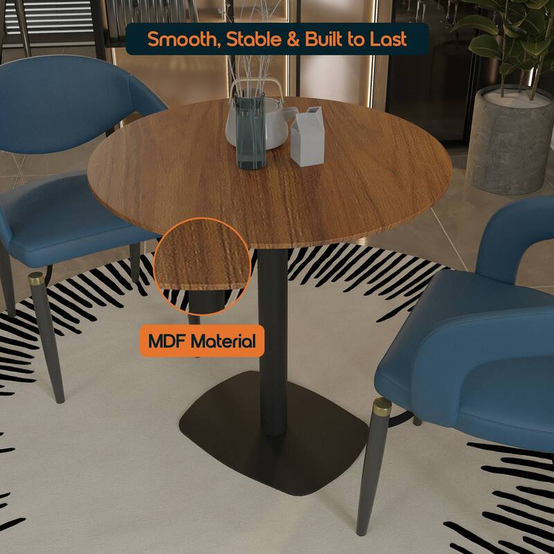 Vail Square Dining Table with 36 in. MDF Tabletop in Black Stainless Steel Square Base Accent Kitchen Table