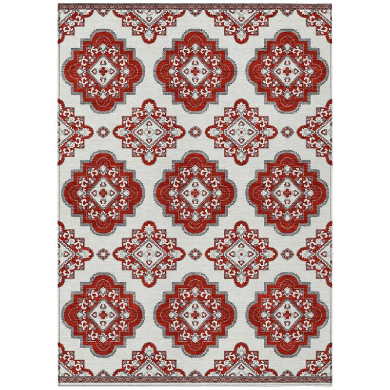 HomeRoots Medallion Transitional Rectangle Outdoor Rug