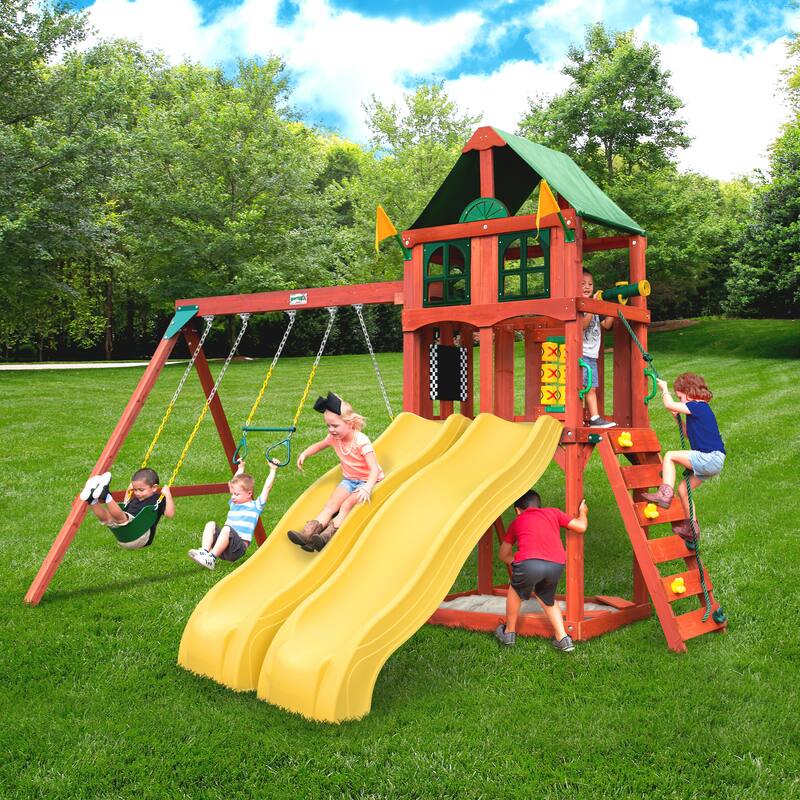 Gorilla Playsets Sweetwater Deluxe Wood Swing Set with Dual Slides