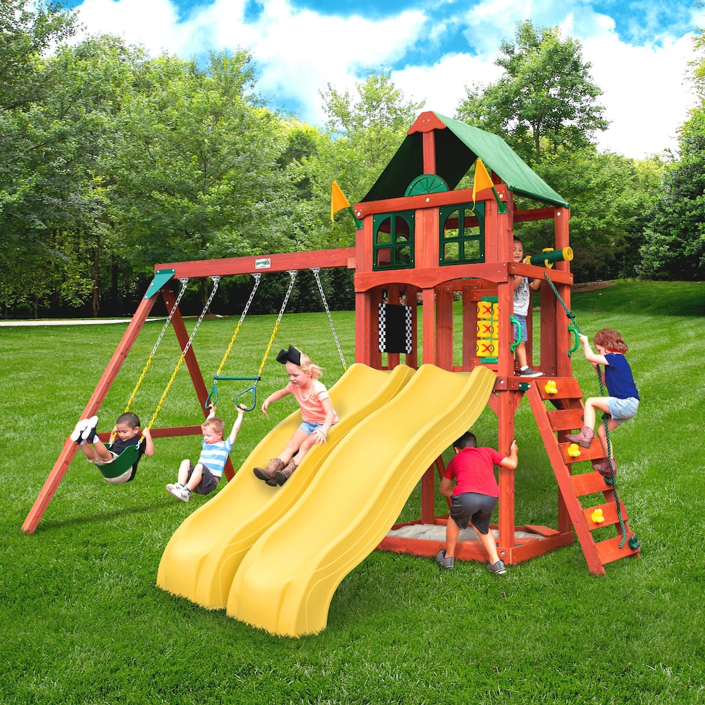 Gorilla Playsets Sweetwater Deluxe Wood Swing Set with Dual Slides