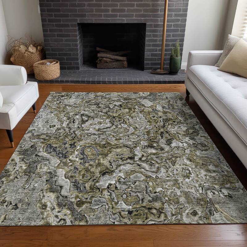 Premium Washable Super Soft Abstract Kazi Mayfield Rug - Brown - 9' x 12' - Rectangle