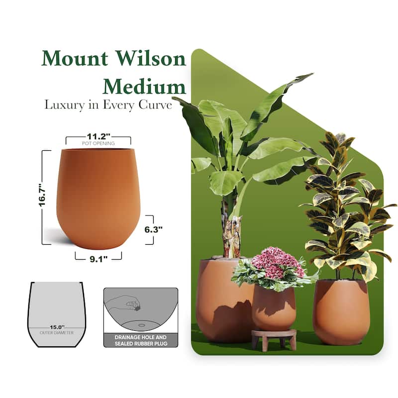 DTY Signature Mount Wilson 1-Piece Fiberstone Tapered Planter for Indoor/Outdoor, Black