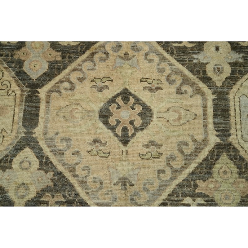 Vegetable Dye Wool Oushak Turkish Area Rug, Geometric Carpet - 9' 9'' X 8' 0''