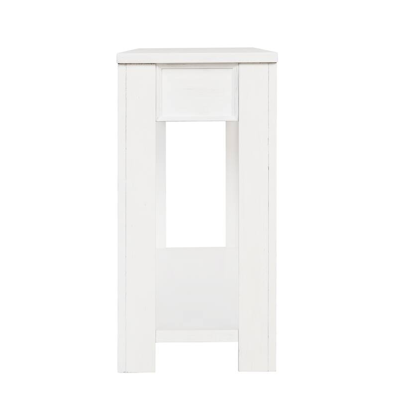 Wood Console Table, Side Table Entryway Table with 4 Drawers & 1 Shelf