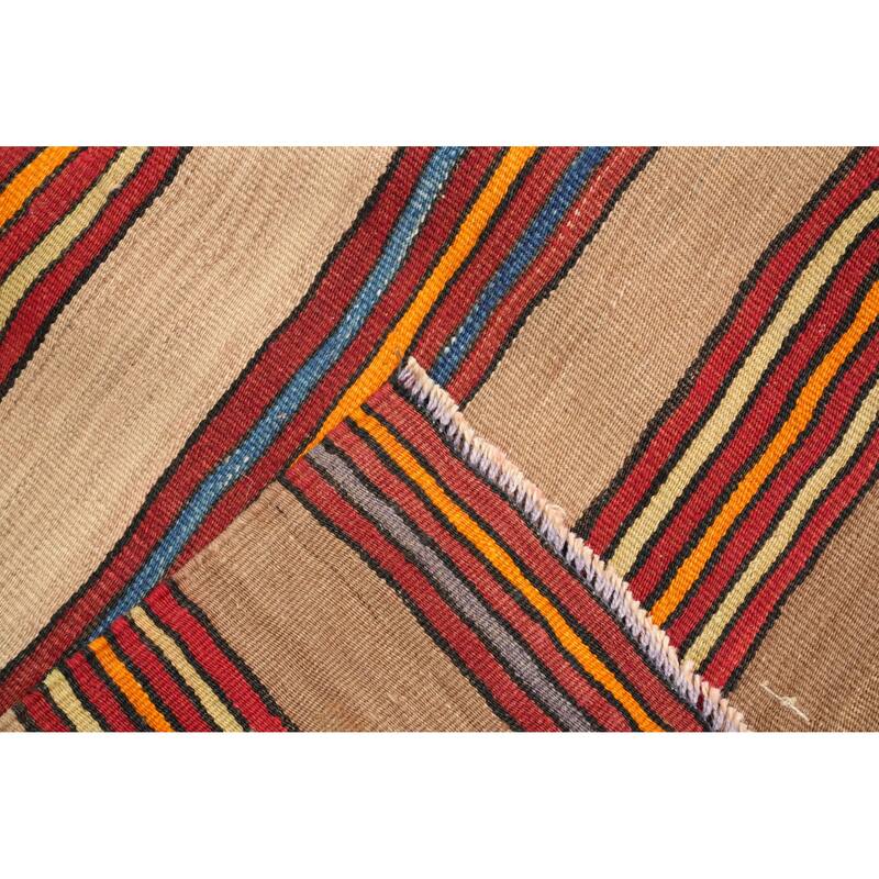 Hand Woven Oriental 100% Wool Carpet Southwestern Geometric Multi-Colored Kilim Area Rug - 8' 1'' X 4' 10''