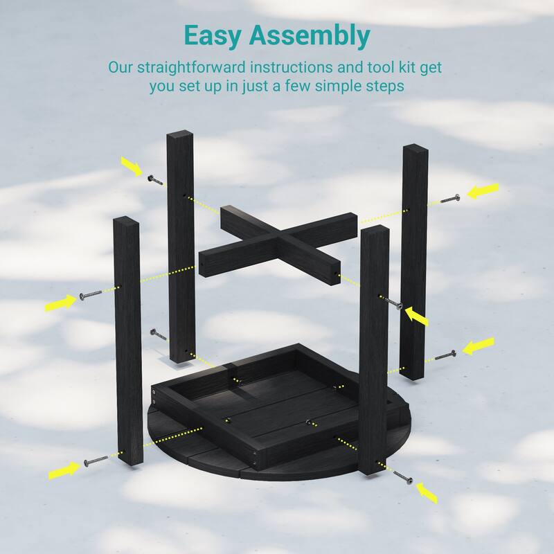 HDPE All-weather Outdoor Side Table, Easy Install Patio Table