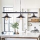 preview thumbnail 1 of 1, Camie Matte Black Metal Conical Light Shades 3-Light Kitchen Island Linear Chandelier