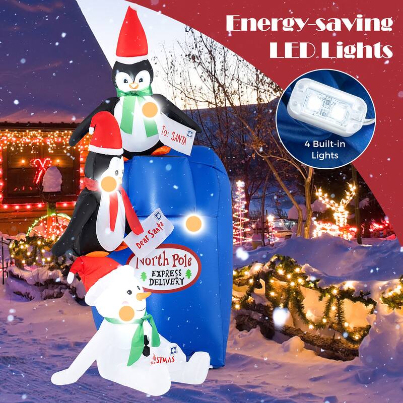 Gymax 6 Ft Christmas Blow up Pre-Lit Letters to Santa Mailbox w/ - See Details