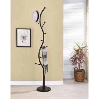 Black Metal & Walnut Wood Hall Tree Coat & Hat Rack Stand - Bed Bath ...