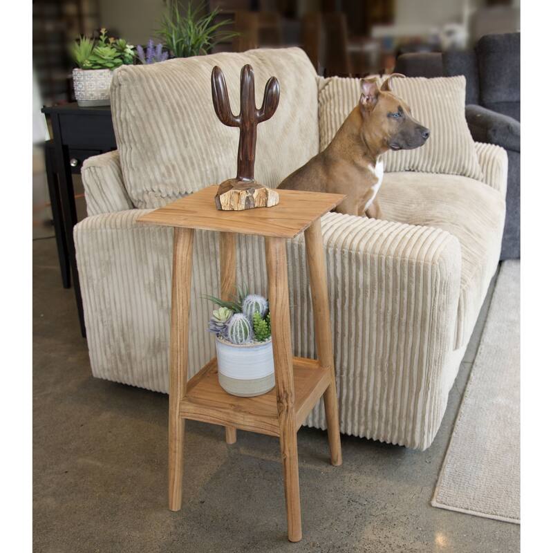 Solid Acacia Plant Stand with Shelf