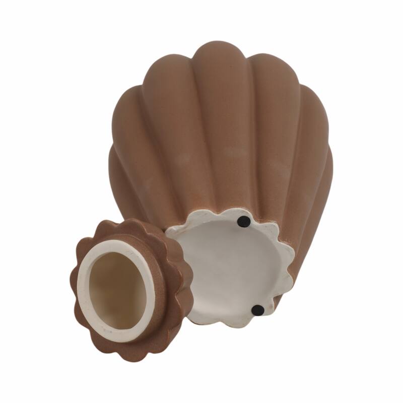 Stoneware Decorative Jar with Lid Fluted Sculpted Silhouette Style