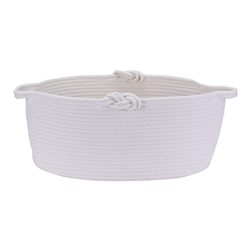1 Pack Woven Storage Basket Bin with Handle for Blankets, Clothes, Shoes, Organizer Bin for Living Room Home Decor Shelf Closet