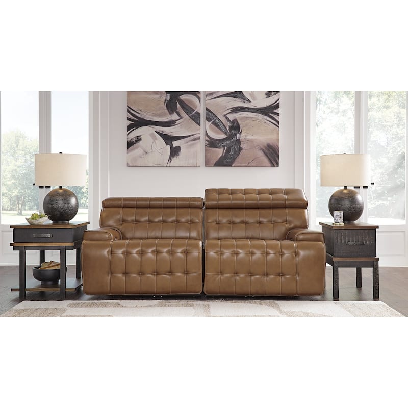 Signature Design by Ashley Temmpton Brown 2-Piece Power Reclining Sectional Loveseat - 86"W x 44"D x 34"H