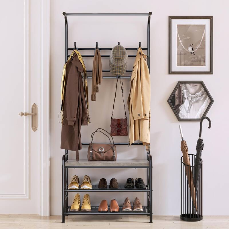 Coat Bench Hall Tree Shoe Rack for Entryway
