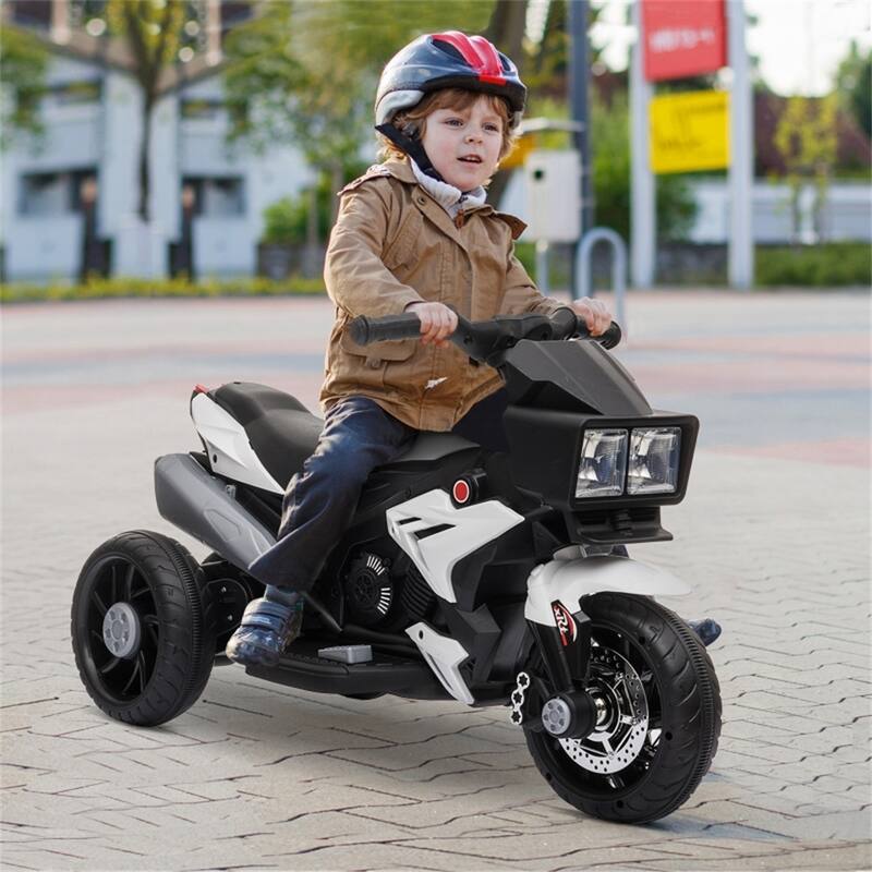 Kids Electric Motorcycle with 3 Wide Wheels, Padded Seat and Music Safe Headlights for Ages 3-5 Years