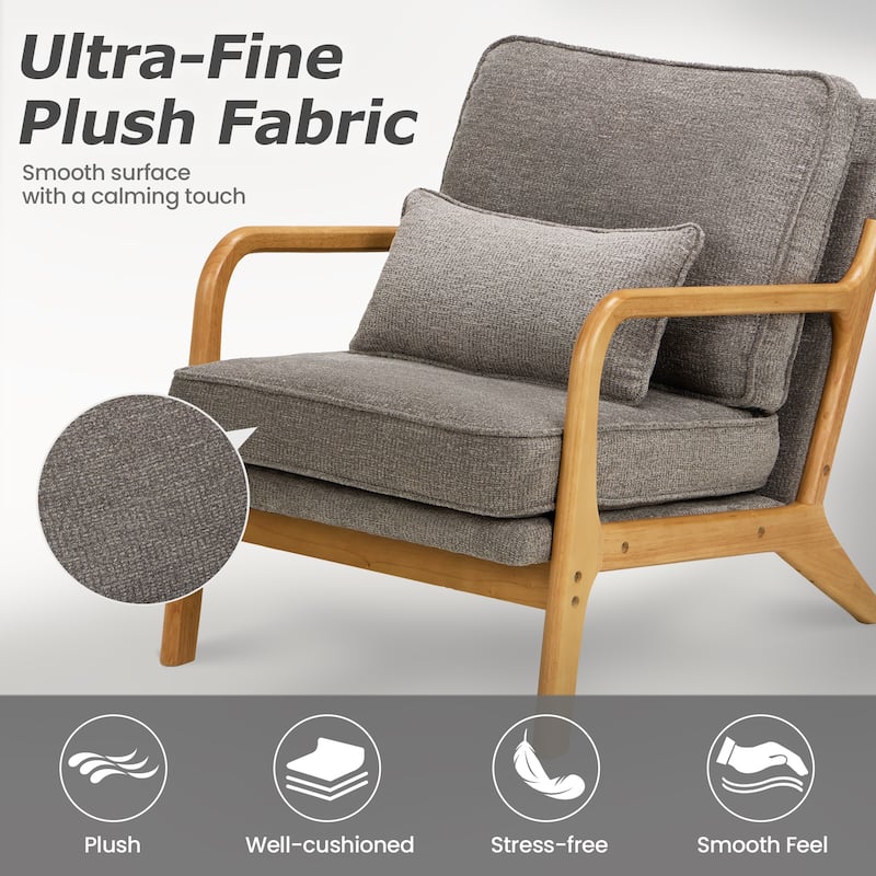 RENEWLINE Mid Century Modern Accent Chair with Lumbar Pillow