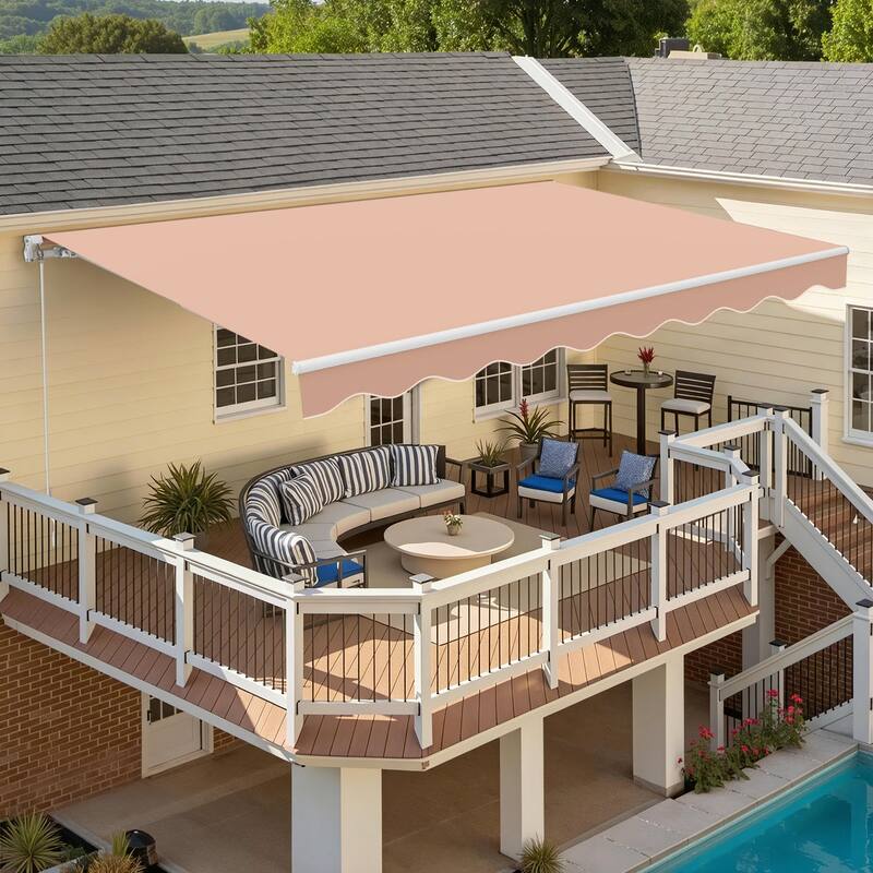 MCombo13x8Feet Manual Retractable Patio Door Window Awning Sunshade Shelter Outdoor Canopy
