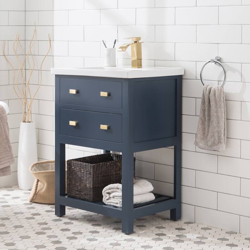 Viola 24-inch MDF 1-drawer Single Bowl Ceramic Top Vanity - Monarch Blue