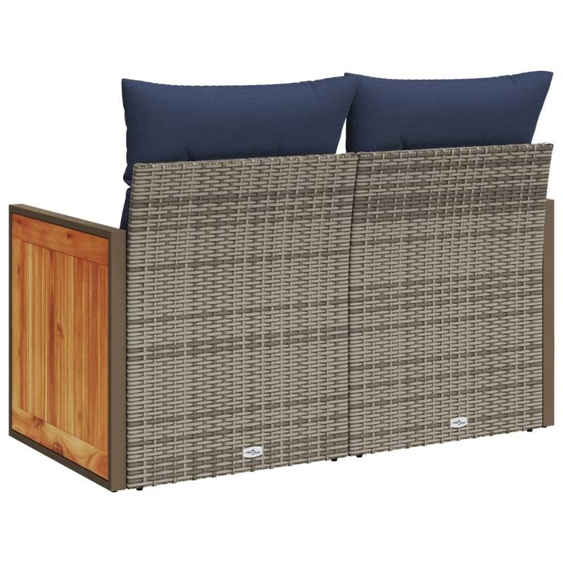 vidaXL Patio Sofa with Cushions Outdoor Seating Sectional Sofa Poly Rattan
