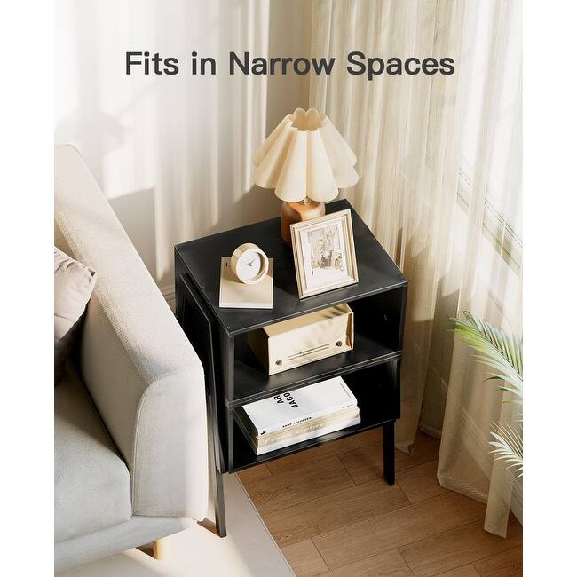 Bamboo Stackable End Tables, Set of 2 - 11.6"D x 16.5"W x 16.9"H