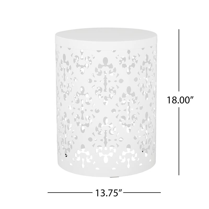 Roomfitters Outdoor Metal End Table, Large Accent Patio Table with Intricate Cutout Design