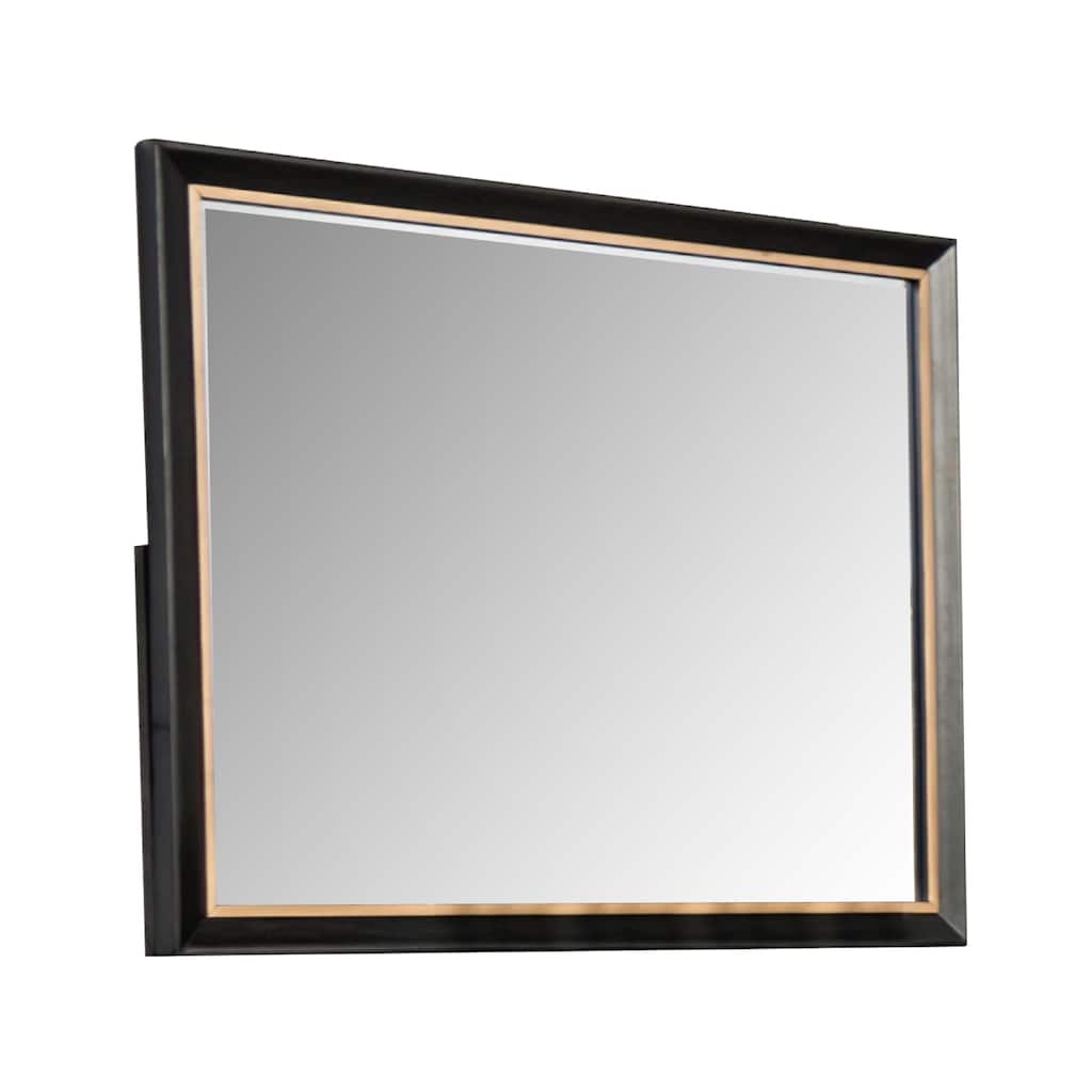 Yada Dresser Mirror, Beveled Glass, Espresso Brown Wood, Gold, 39x48 - Espresso Brown, Gold