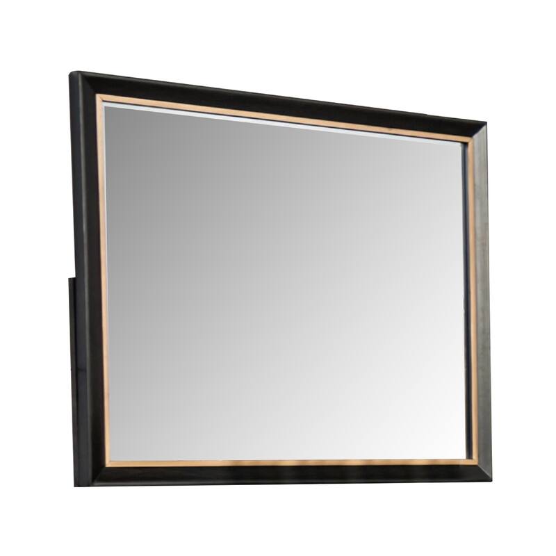 Yada Dresser Mirror, Beveled Glass, Espresso Brown Wood, Gold, 39x48 - Espresso Brown, Gold