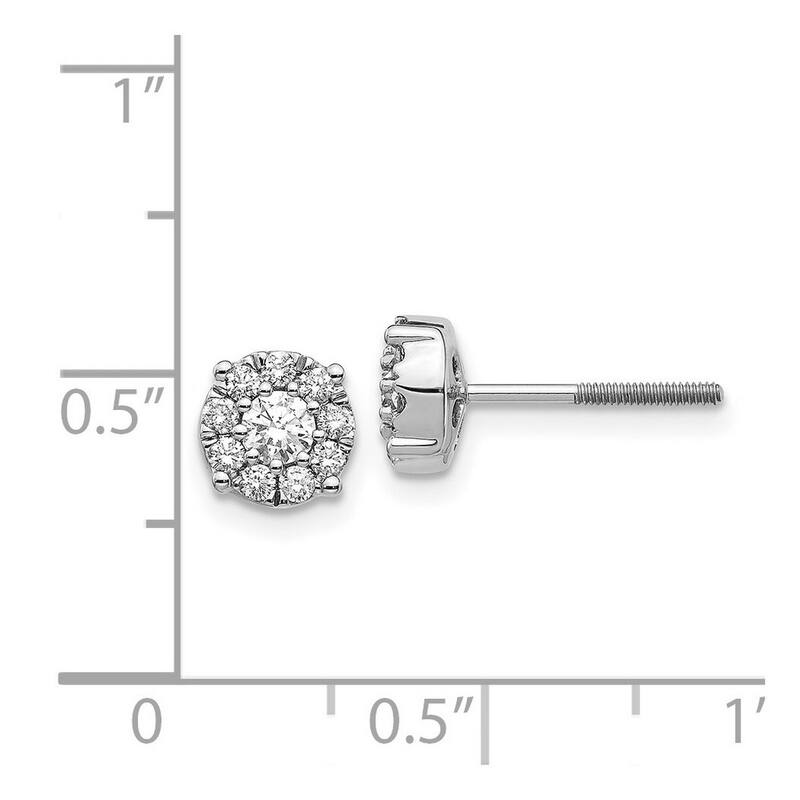 Curata 14k White Gold Flower Diamond Post Earrings - 6x6mm Wide