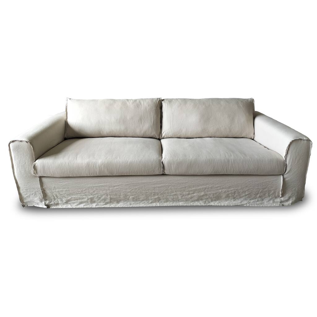 Artissance 91" Peninsula Slipcover Sofa Wash Linen Beige